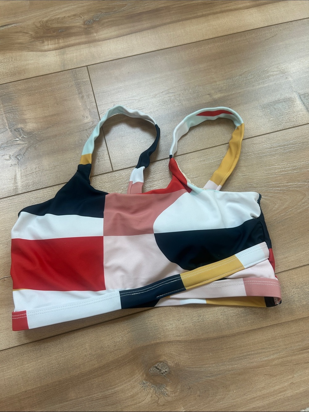 Colorblock Scoop Neck Bikini Top - Multi